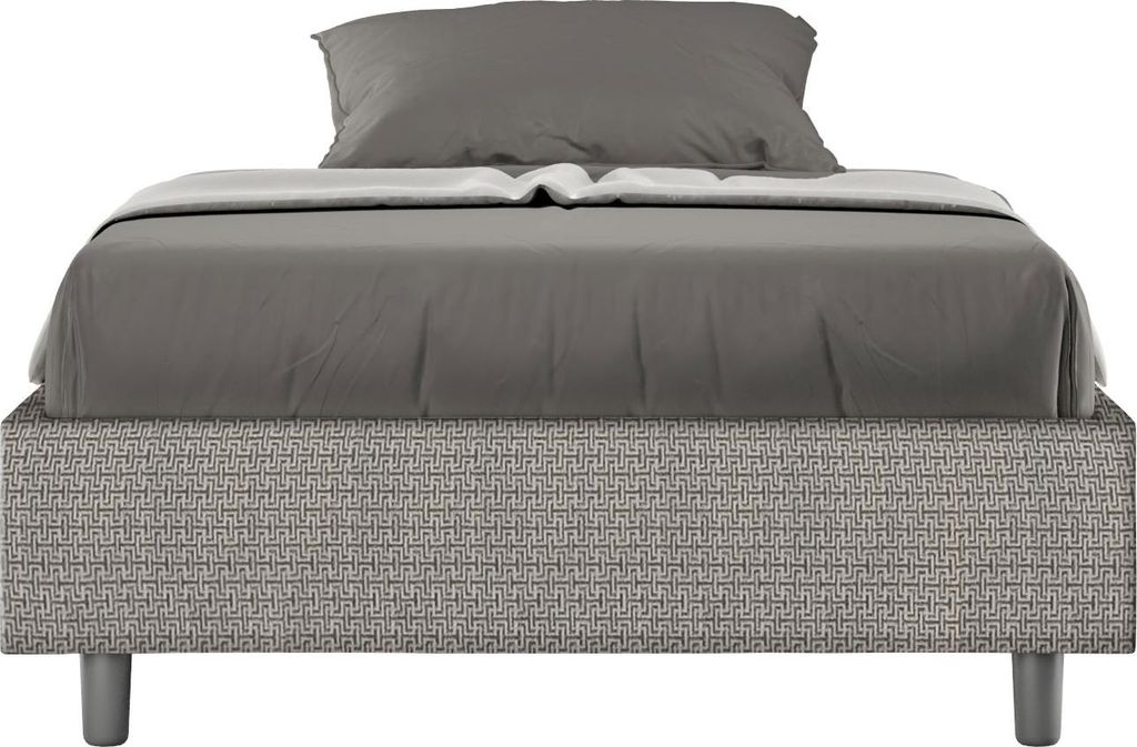 ITYHOME - Gepolstertes Bett ohne Lattenrost 120x200 mit Stoffbezug Labirinto 2 Grau Azelia