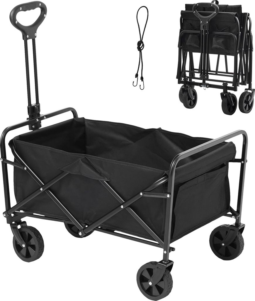 Zusammenklappbarer Bollerwagen von SucceBuy, 2 Kubikfuß Strandwagen mit geländegängigen 5-Zoll-Rädern, robuste Tragkraft von 220 lbs, zusammenk...