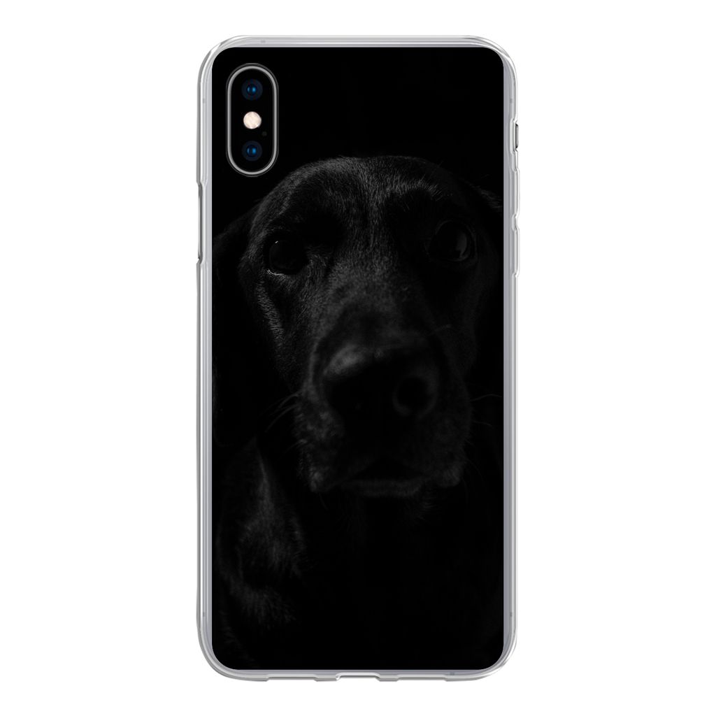 MuchoWow Handyhülle Schutzhülle Hülle für iPhone Xs Hund - Haustier - Schwarz Silikon Softcase Handy Hülle - Handytasche
