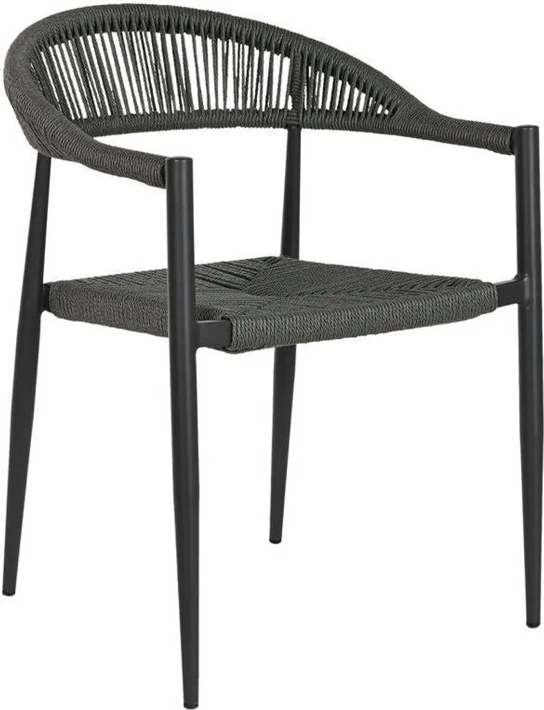 Chaise de Jardin Home ESPRIT Noir et Gris Foncé en Aluminium et Rotin