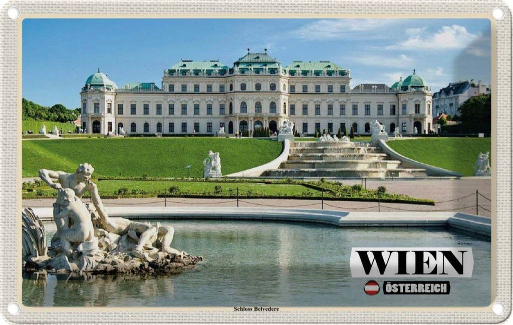 vianmo Blechschild 20x30 cm Wien Österreich Schloss Belvedere Bildmotiv Reisemotiv Abenteuer Reisen Urlaub