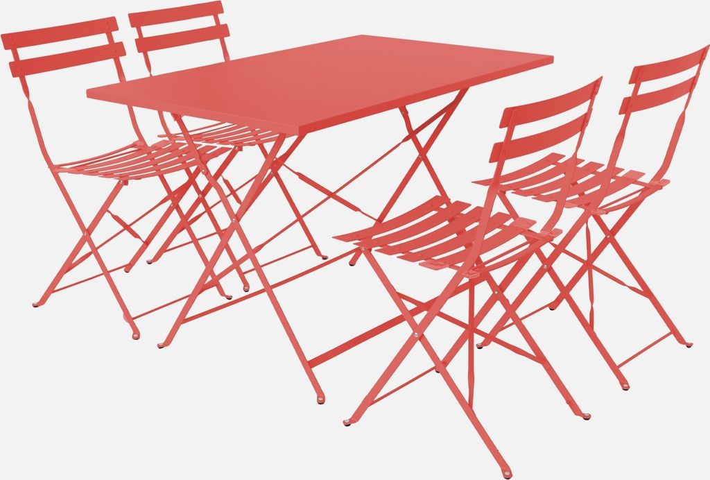 Set tavolo da giardino pieghevole in acciaio con 4 sedie, Immagine del prodotto 