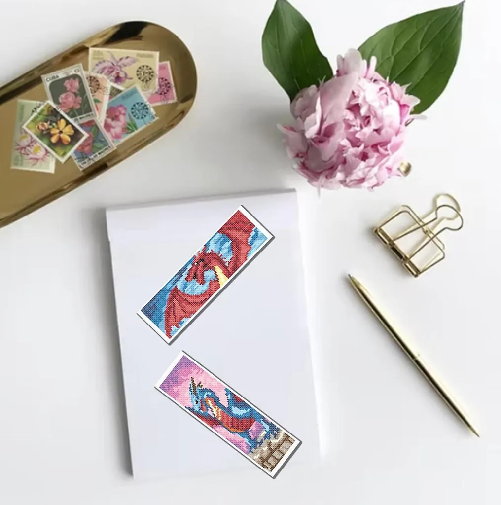 Pack Broderie Dragon de l'Ouest Adultes - 6 Marque-pages Point de Croix