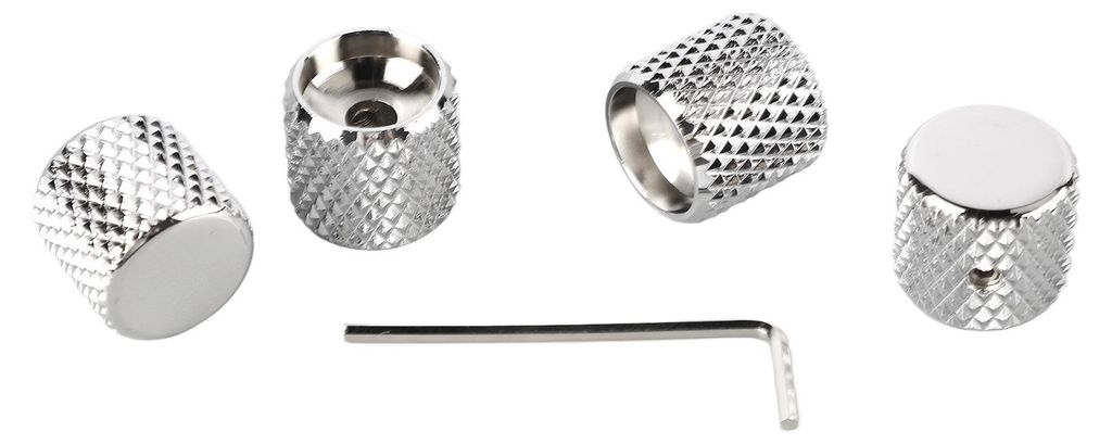 4-teiliges Gitarrenknopf-Set aus Metall, Lautstärke- und Klangregler, gewölbte, flache Zylinderknöpfe, Musikinstrumentenzubehör, inklusive Schr...