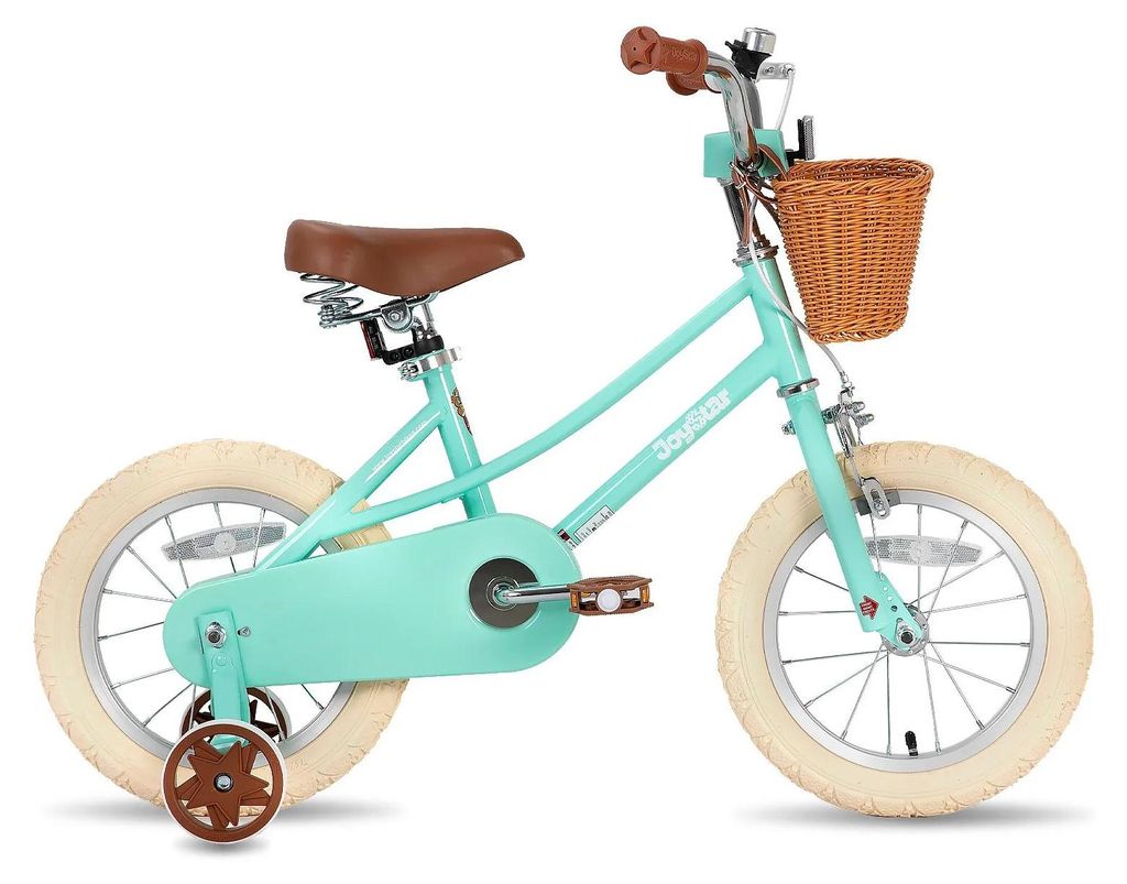 Kinderfahrrad für Mädchen - Fahrrad 40 cm Räder - Mit Stützrädern - Frontkorb - Metallrahmen - 2 Räder - Grün