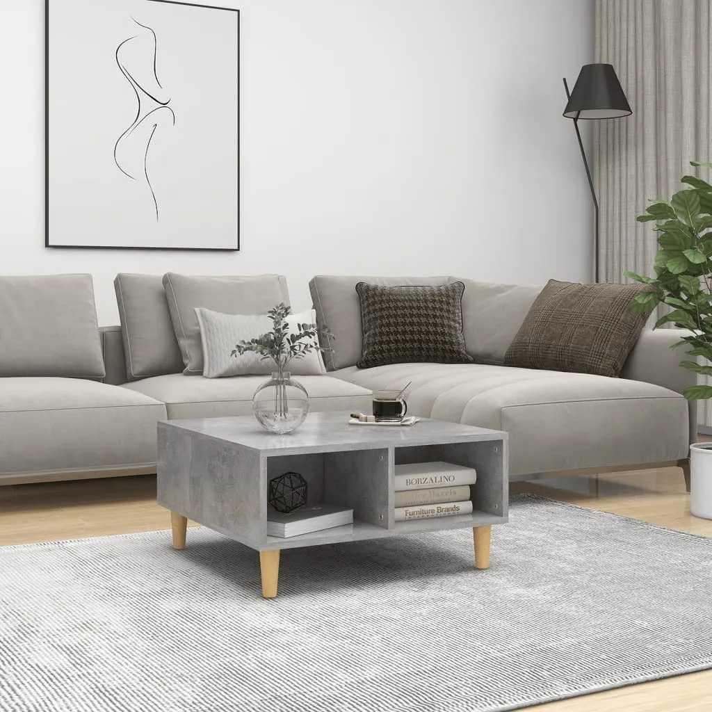 Table basse en bois composite gris béton 60 cm robuste et élégante