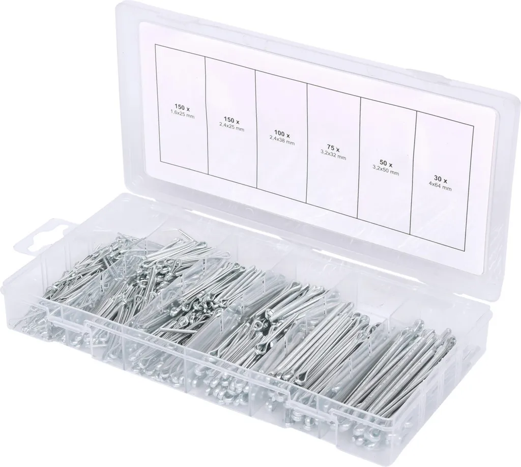 KS Tools 970.0080 Assortimento Perni Spaccati 555 Pezzi Acciaio Zincato