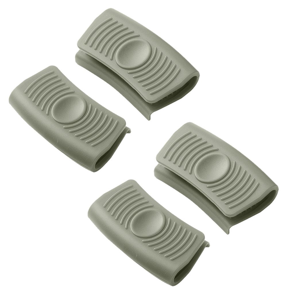 2 Paare Silikon Hot Pan Griffhalter,Topflappenhülse Hülse Gusseisen hitzebeständiger isolierter Griff für Bratpfannen Auflauf,(grau)