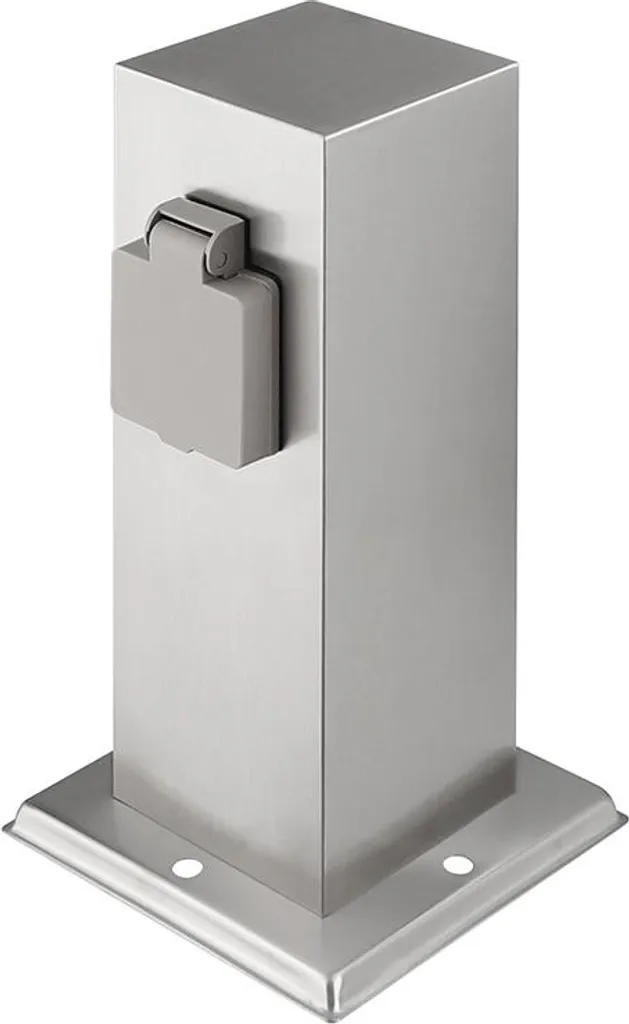Potelet double prise IP44 Solight en acier inoxydable finition prisme