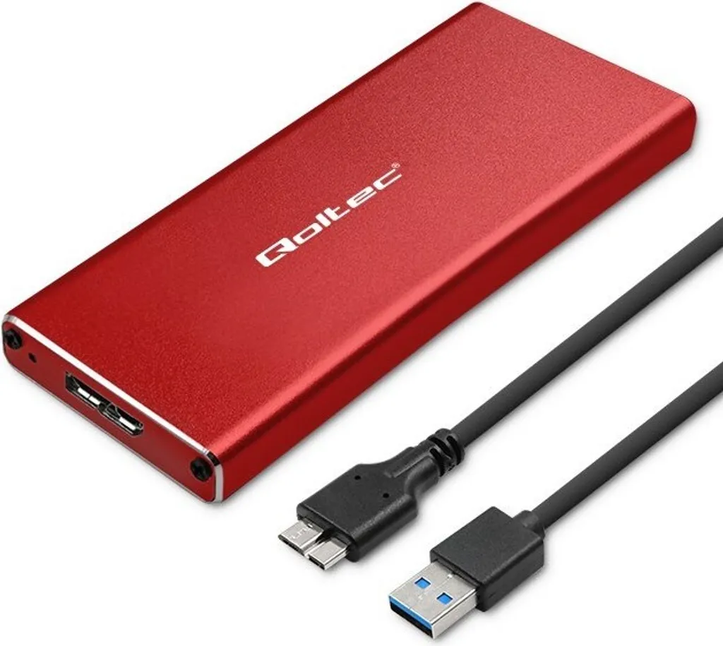 Qoltec Case Esterno M.2 SSD SATA NGFF USB 3.0 2TB | Alluminio Robusto