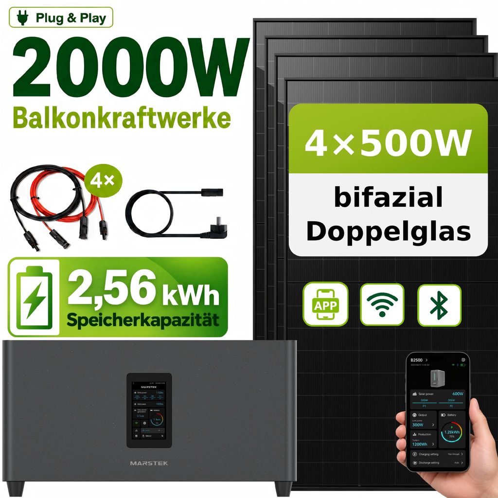 2000W Balkonkraftwerk mit 2,56 kWh Speicher MARSTEK Jupiter Produktbild 