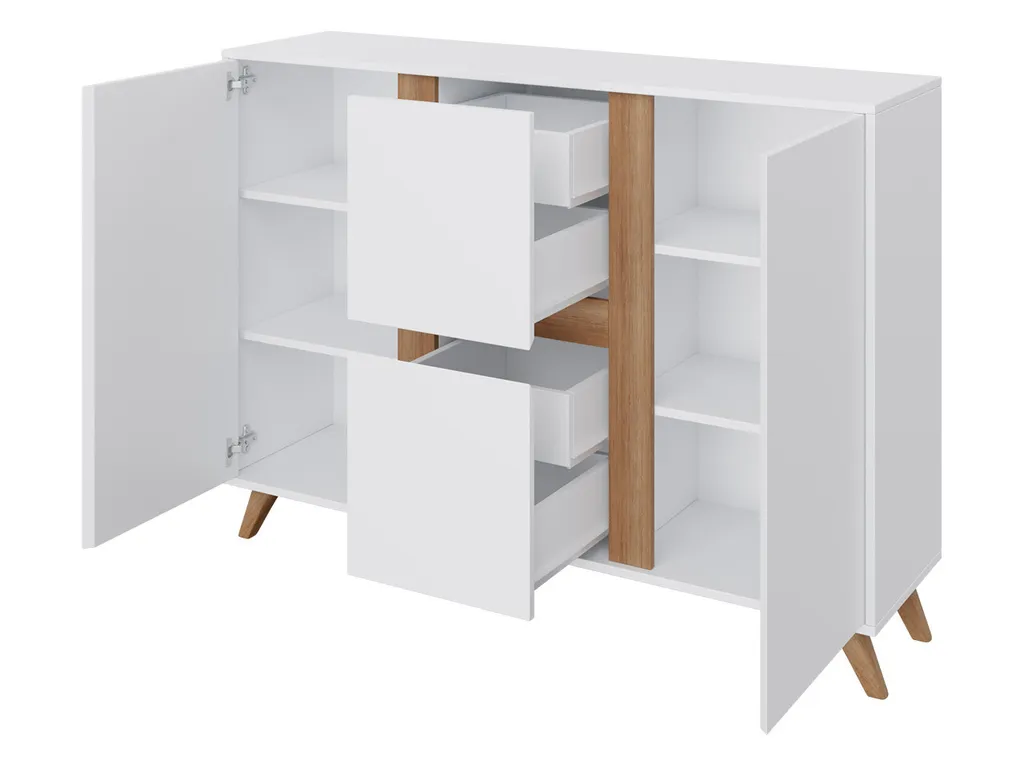 Commode MOREL design bicolore chêne kraft doré 120cm pour chambre - 2