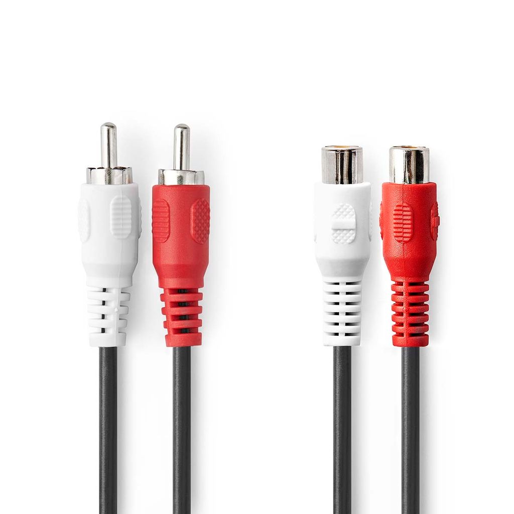 Nedis Stereo-Audiokabel - 2x RCA Stecker - 2x Cinch Buchse - Vernickelt - 5.00 m - Rund - Schwarz - Box