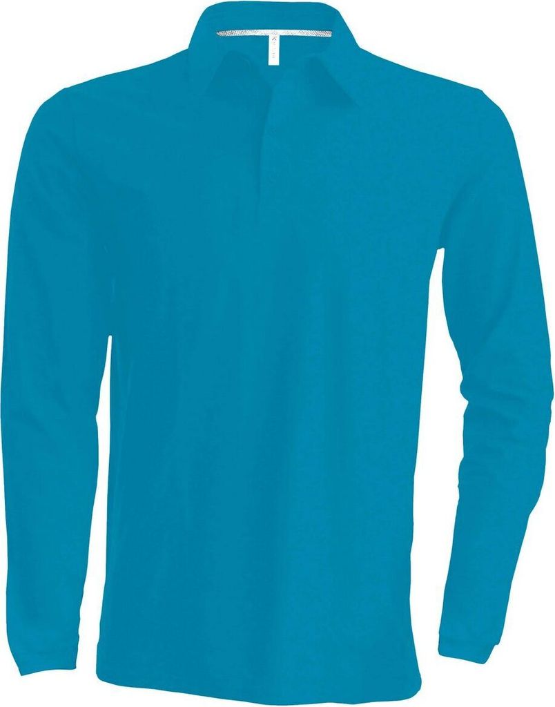 Kariban Herren Polo-Shirt Langarmshirt Poloshirt Langarm Polohemd, Größe:2XL, Farbe:Tropical Blue
