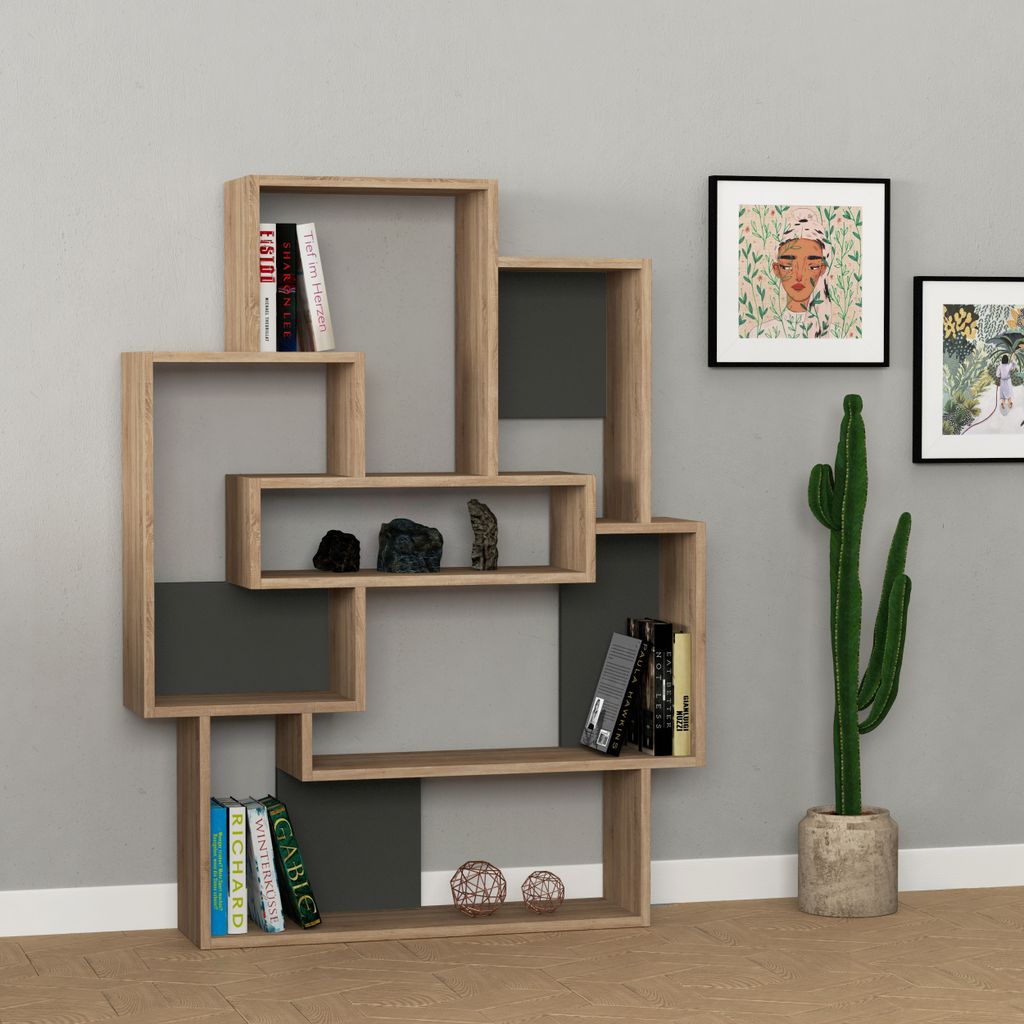 Bibliothek Houseland BARCE Eiche natur/anthrazit