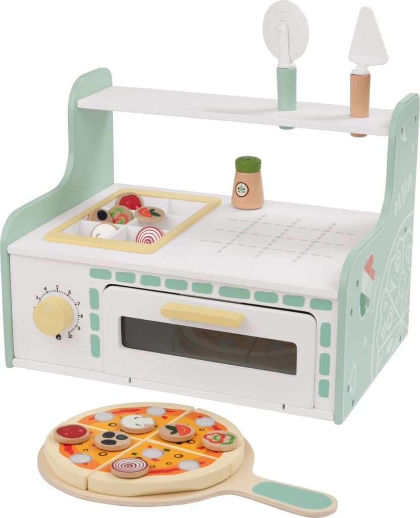 LUPILU Holz Spielzeug Pizzaofen Kinderküche Zubehör Klettverschluss 20-teilig