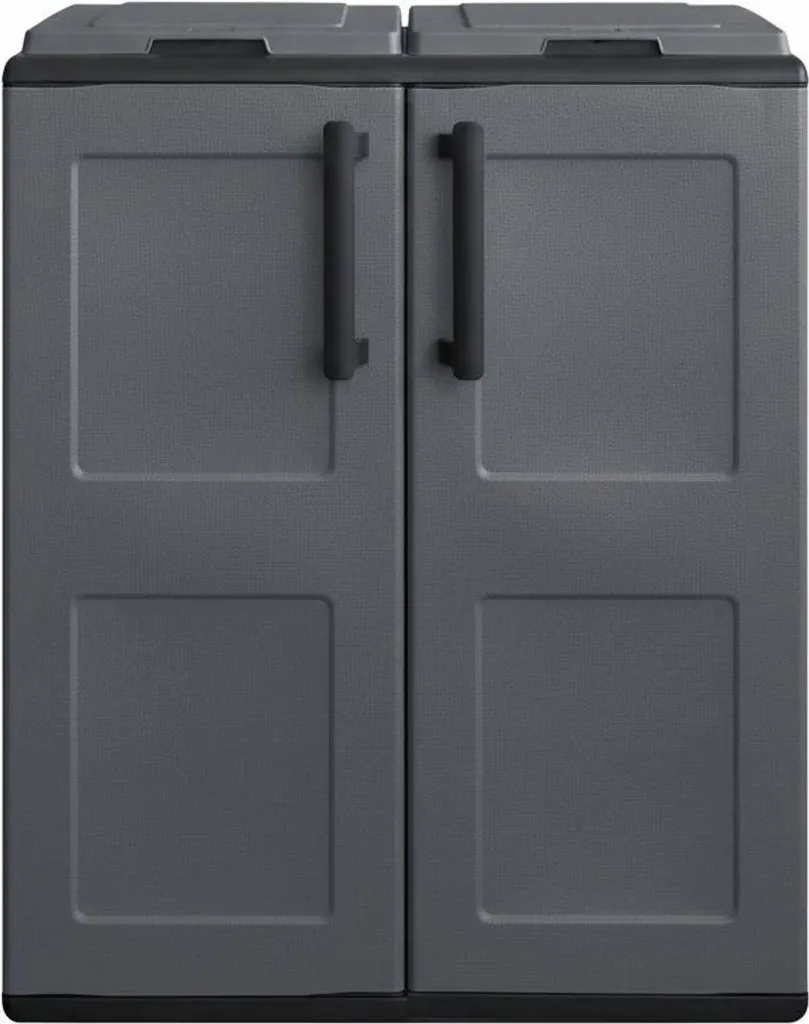 Cache-poubelle double 2 anneaux support sac - Structure résine 68cm