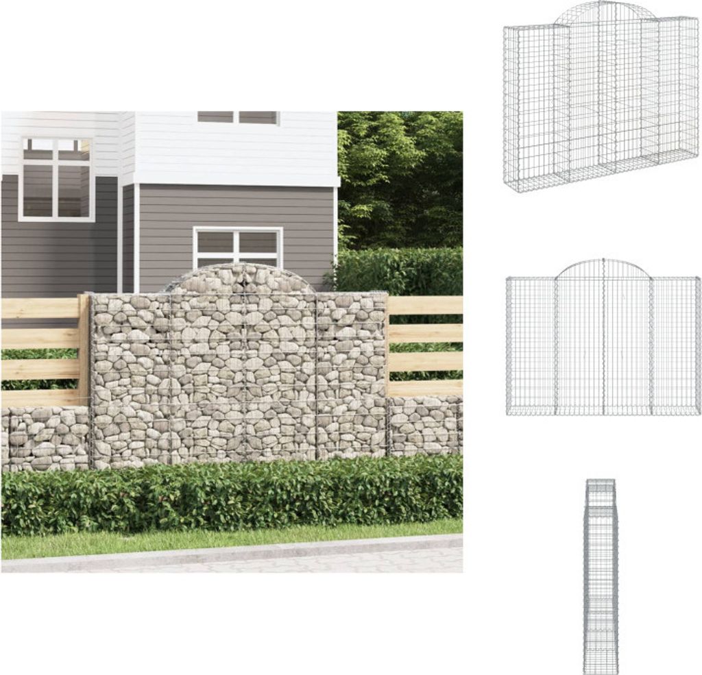 vidaXL Gabione mit Hochbogen 200x30x140/160 cm Verzinktes Produktbild 