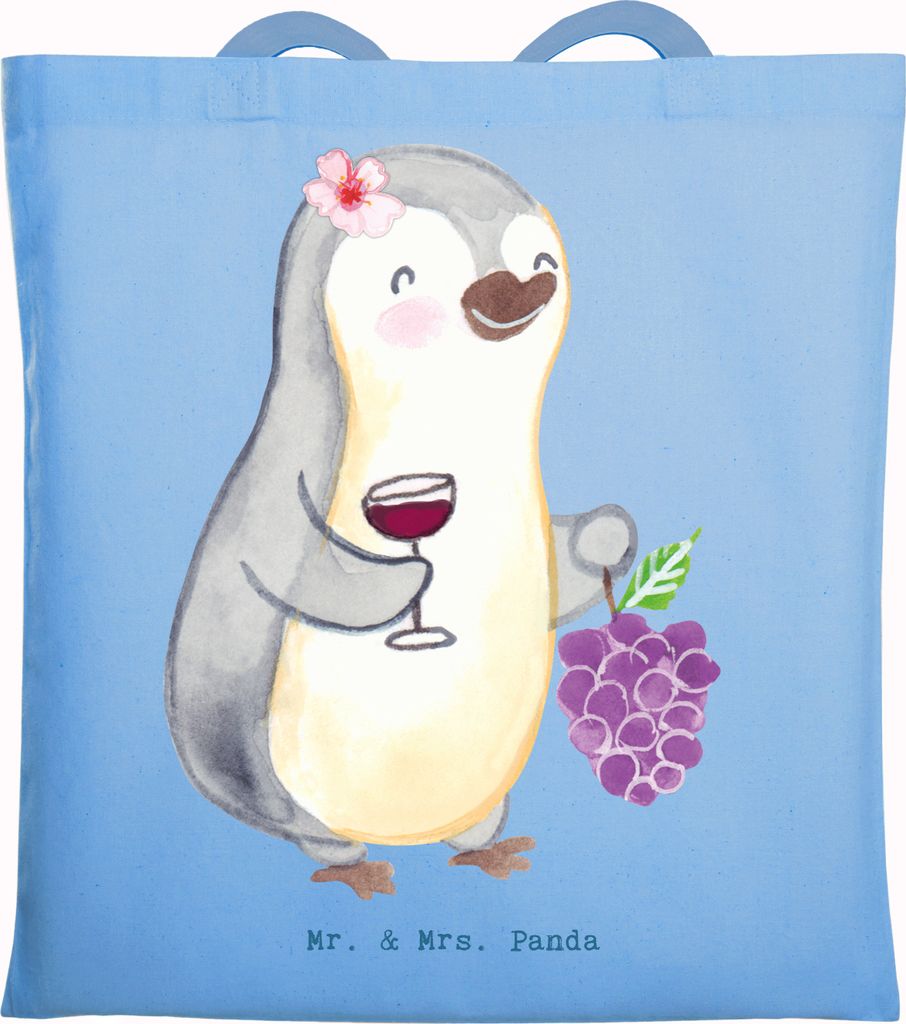 Mr. & Mrs. Panda Shopping Tasche Winzerin Herz - Sky Blue - Geschenk, einkaufstasche baumwolle, Tote Bag, Schultasche, Laptoptasche