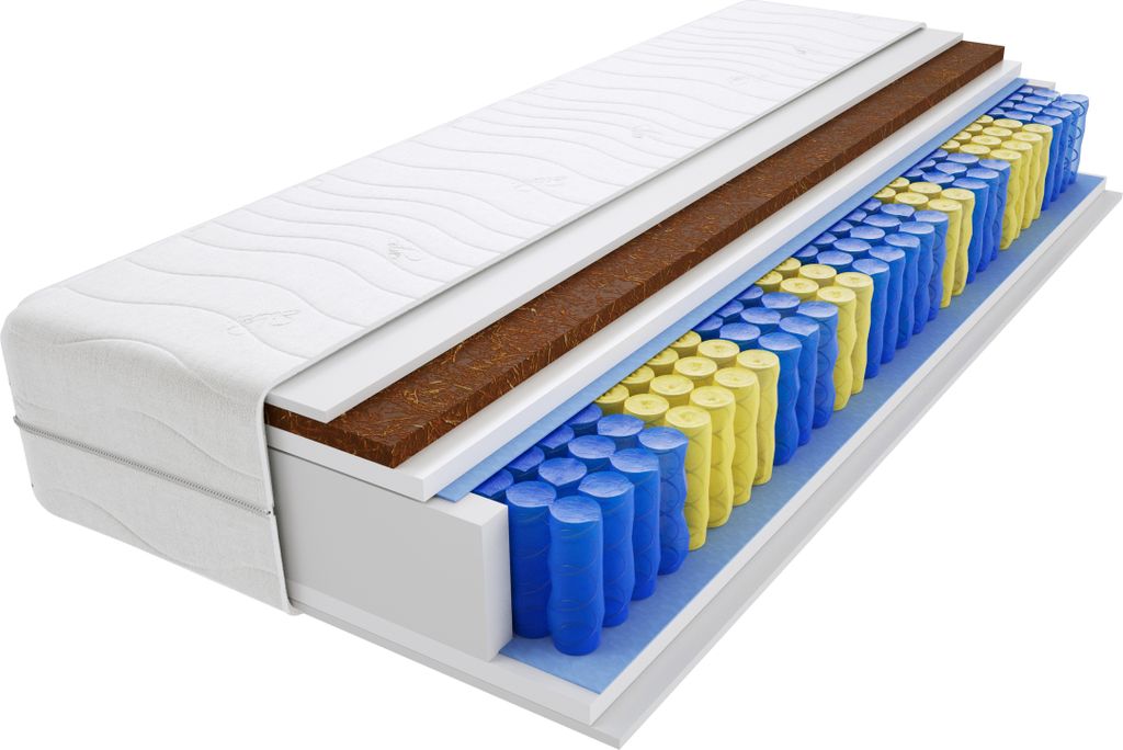 Matratze 100x190 cm Doppelmatratze, H3 & H4 Federkernmatratze, Taschenfederkernmatratze 12 cm Hoch Kokosfaser Hypoallergene, HR-Schaum, Wendematrat...