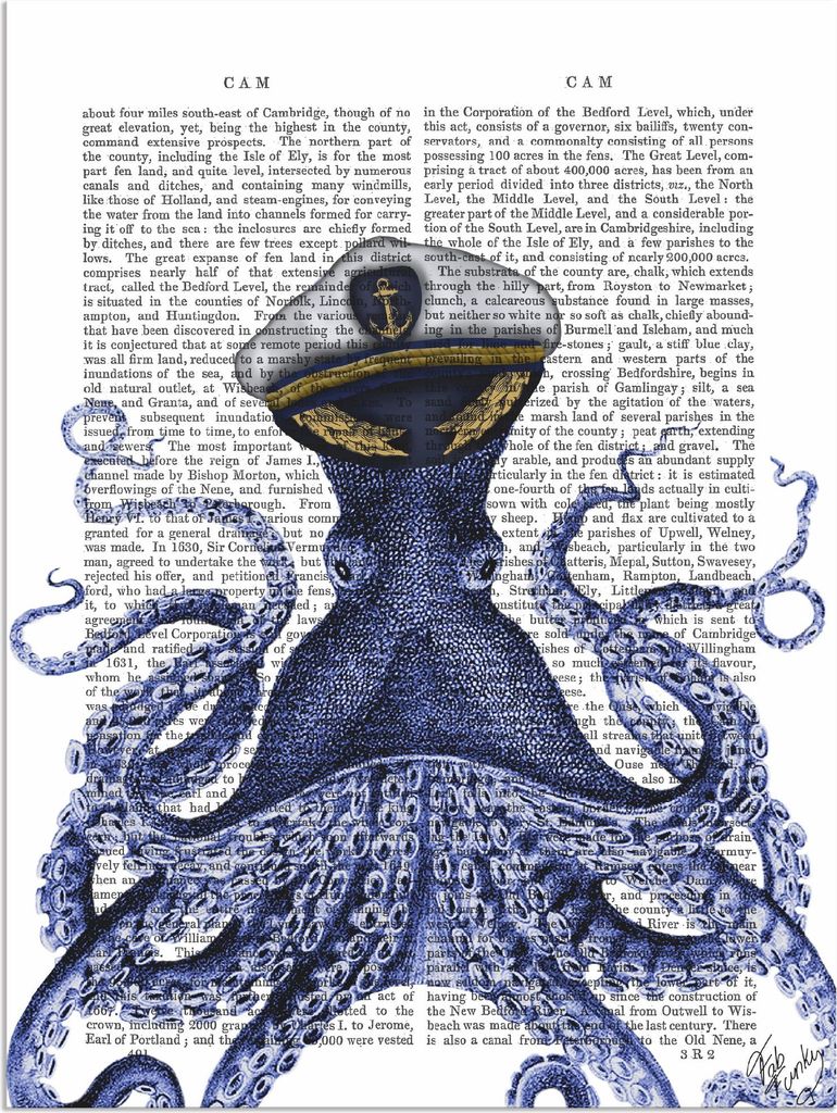 ARTland Wandbild Alu für Innen & Outdoor Kapitän Oktopus Größe: 45x60 cm