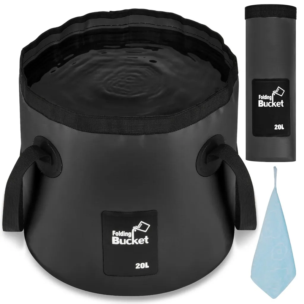 Seau de camping multi-usage pliable 20L pour randonnée et extérieur