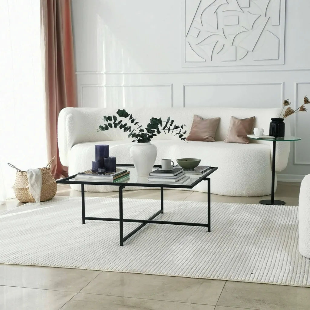 Table Basse Mascate Noire 85x85 cm - Surface Robuste Entretien Facile