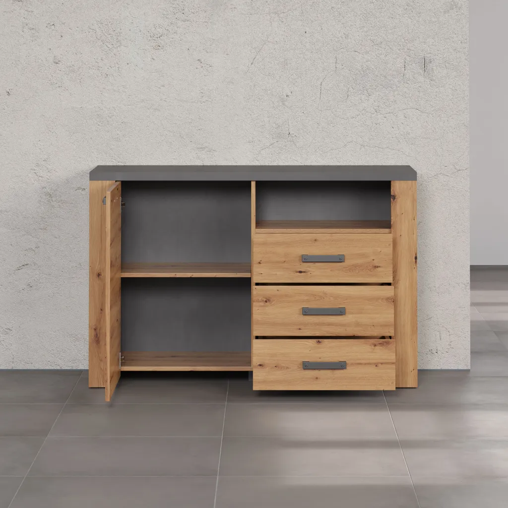 Buffet avec Finition ABS et Décor Chêne Artisan, Meuble Robuste Matera - 6