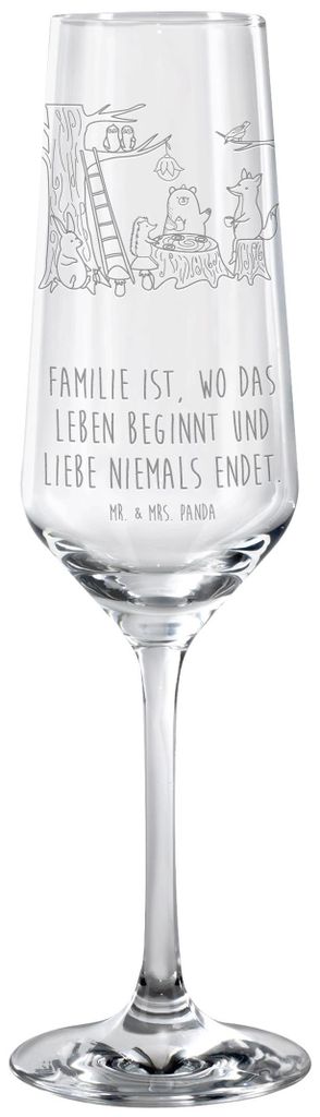Mr. & Mrs. Panda Sektglas Waldtiere Picknick - Transparent - Geschenk, Wald, Champagnerglas, graviert, Tiermotive, Fuchs, Sektflöte, Maus, Eichhö...