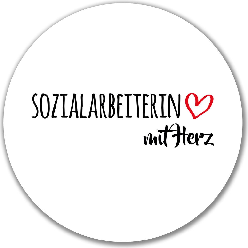 Huuraa Aufkleber Sozialarbeiterin mit Herz 10cm rund Sticker Geschenkidee