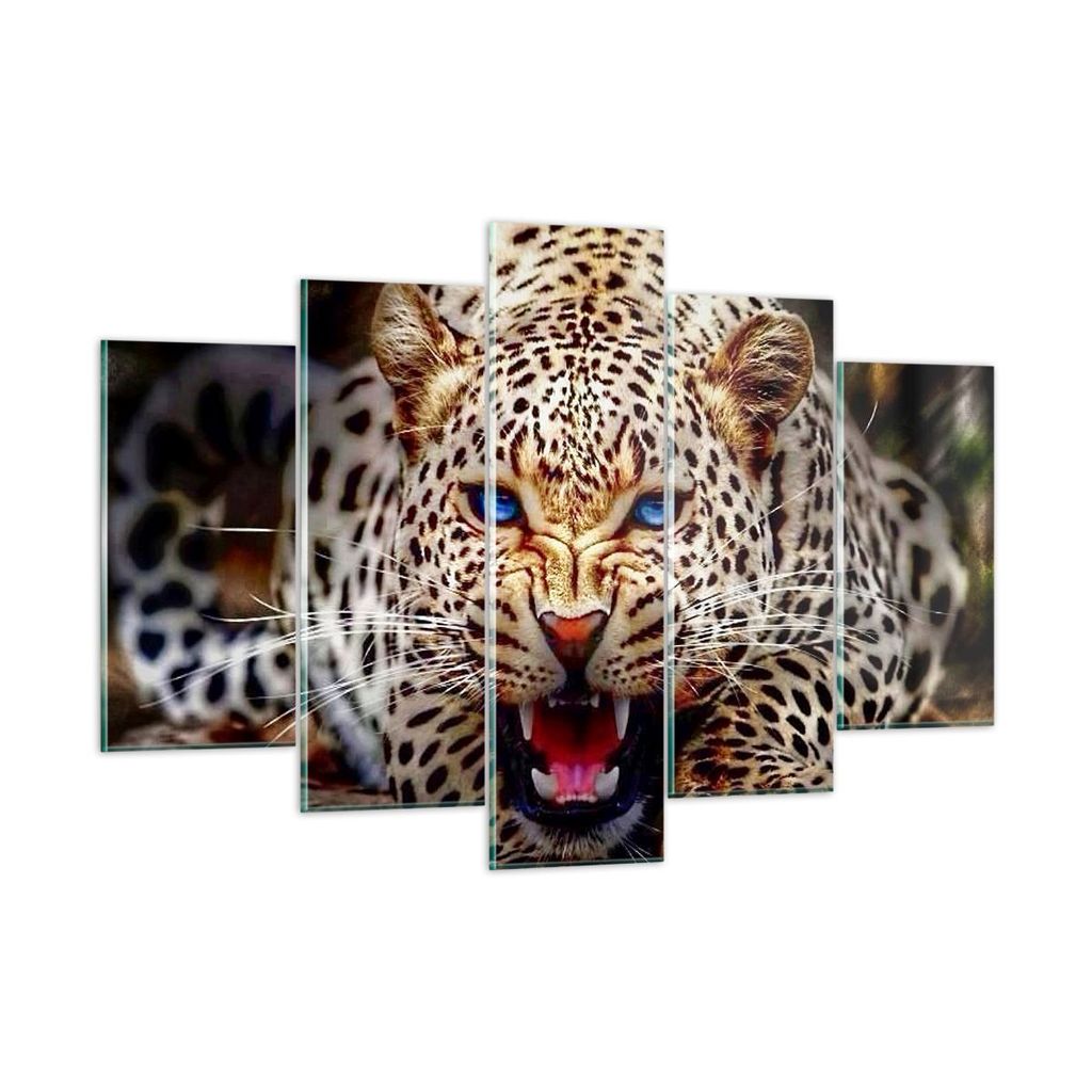 Bilder auf glas - Panther Tier - 150x100cm - Glasbilder - Wandbilder - Kunstdruck - zum Aufhängen bereit - Wanddekoration aus Glas - Glas Bilder -...