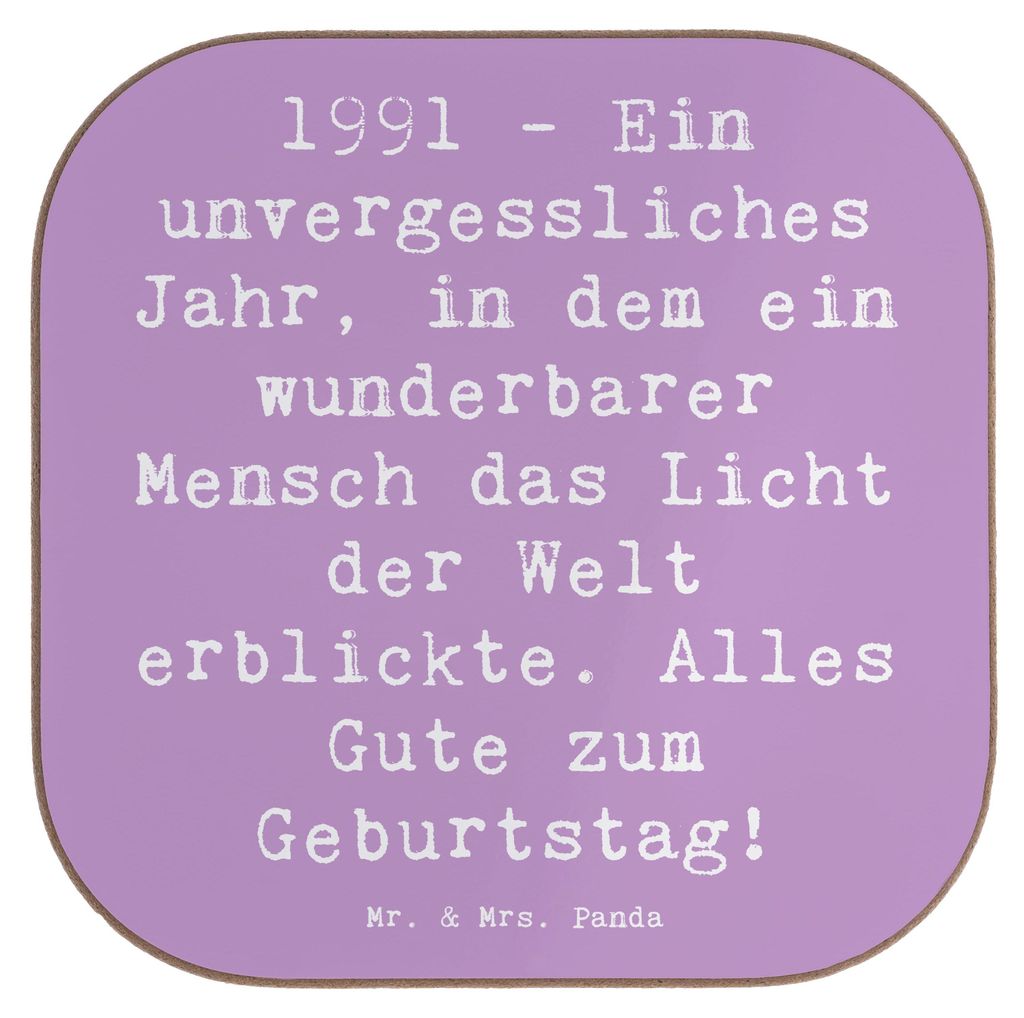 Mr. & Mrs. Panda Tassen Untersetzer Spruch 1991 Geburtstag - Lavendeltraum - Geschenk, einzigartig, Happy Birthday, Tischuntersetzer, unvergesslich...