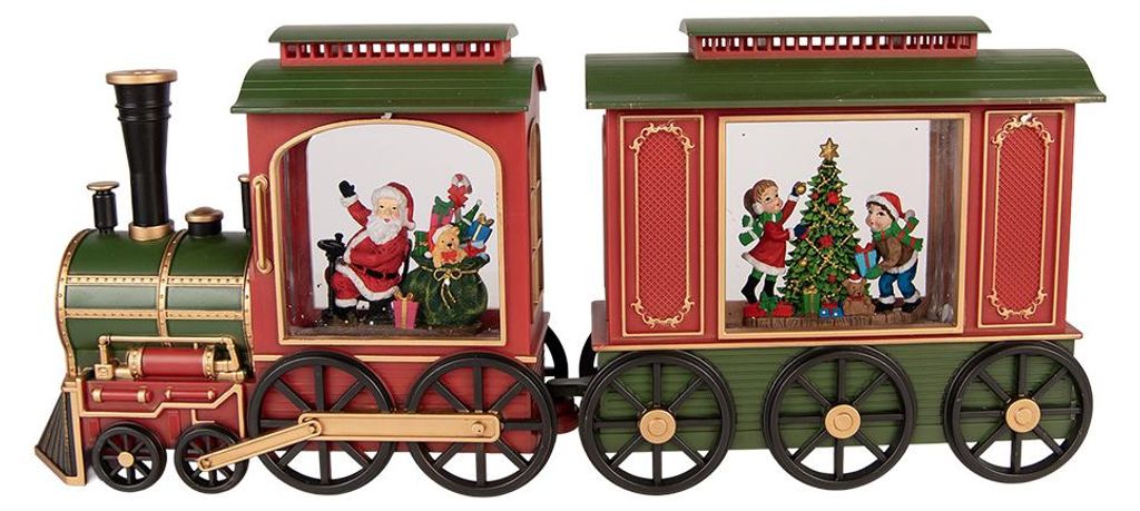 Clayre & Eef Weihnachtsdekoration mit LED-Beleuchtung und Musik Zug 25x9x19 / 24x9x19 cm / 6xAA Rot Kunststoff