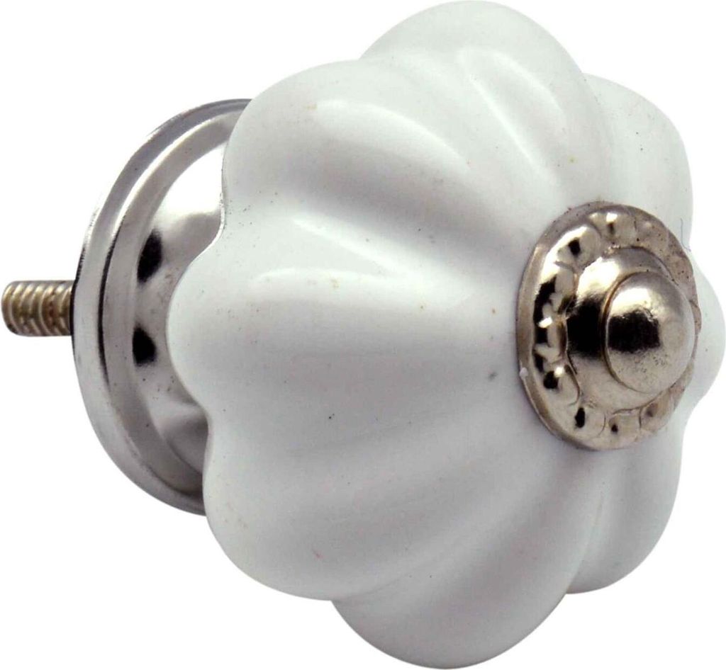 Nicola Spring floraler Keramik-Möbelknopf – Weiß