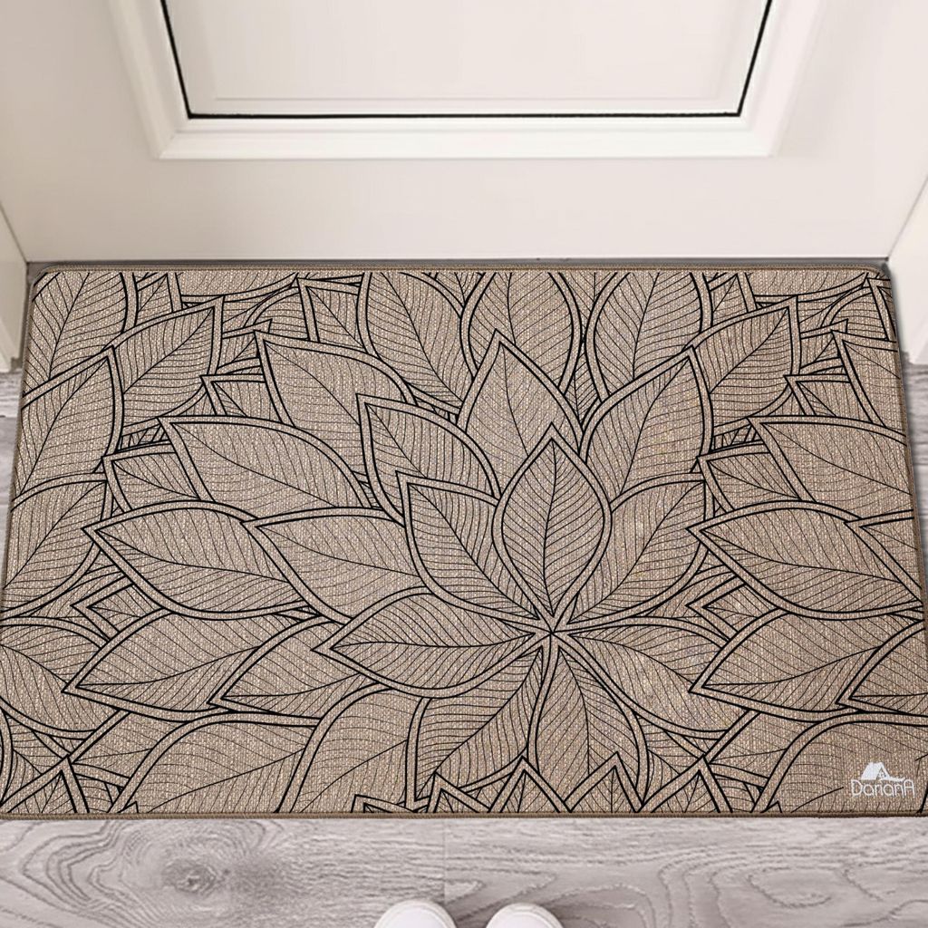 Universelle Matte Dariana Linen Flora 45×75 cm rutschfeste weiche Badematte, Badteppich für Badezimmer, Küche und Wohnzimmer