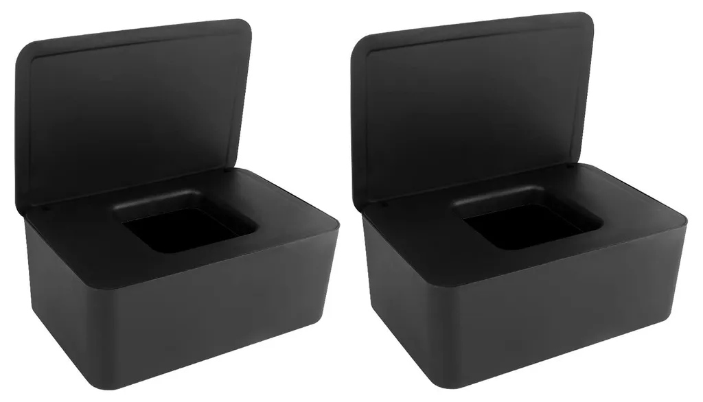 Boîte noire pour lingettes humides et mouchoirs avec couvercle étanche