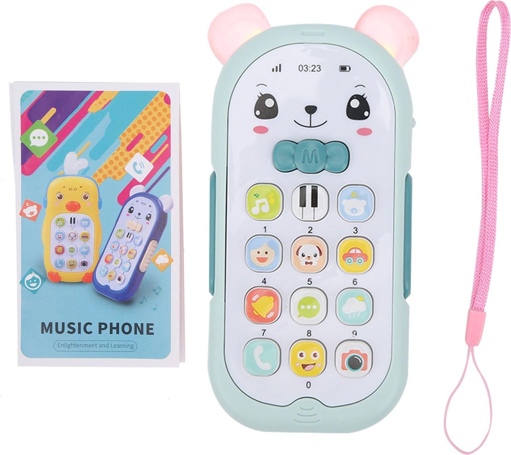 Baby-Telefon-Spielzeug, Simulation, Telefon, Musik, Ton, Lichteffekt, Kinder-Mobile-Spielzeug, Hellblau