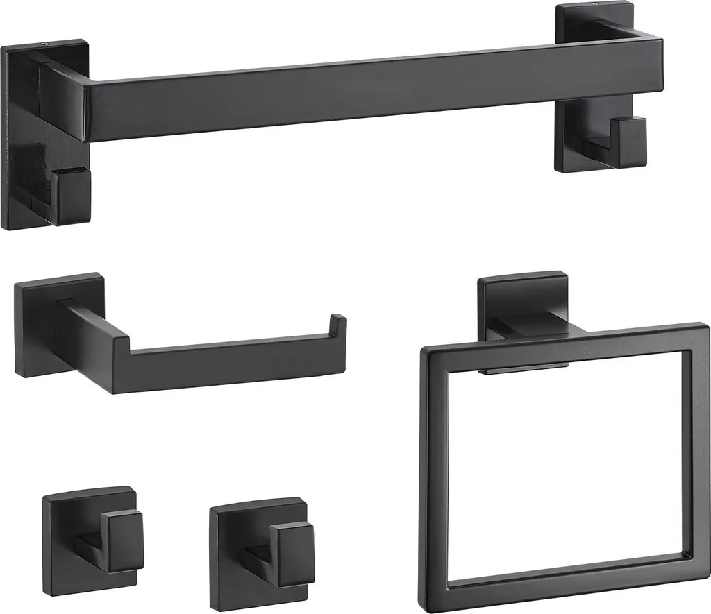 Kit accessoires de douche mural noir mat - Set complet 5 éléments - 9