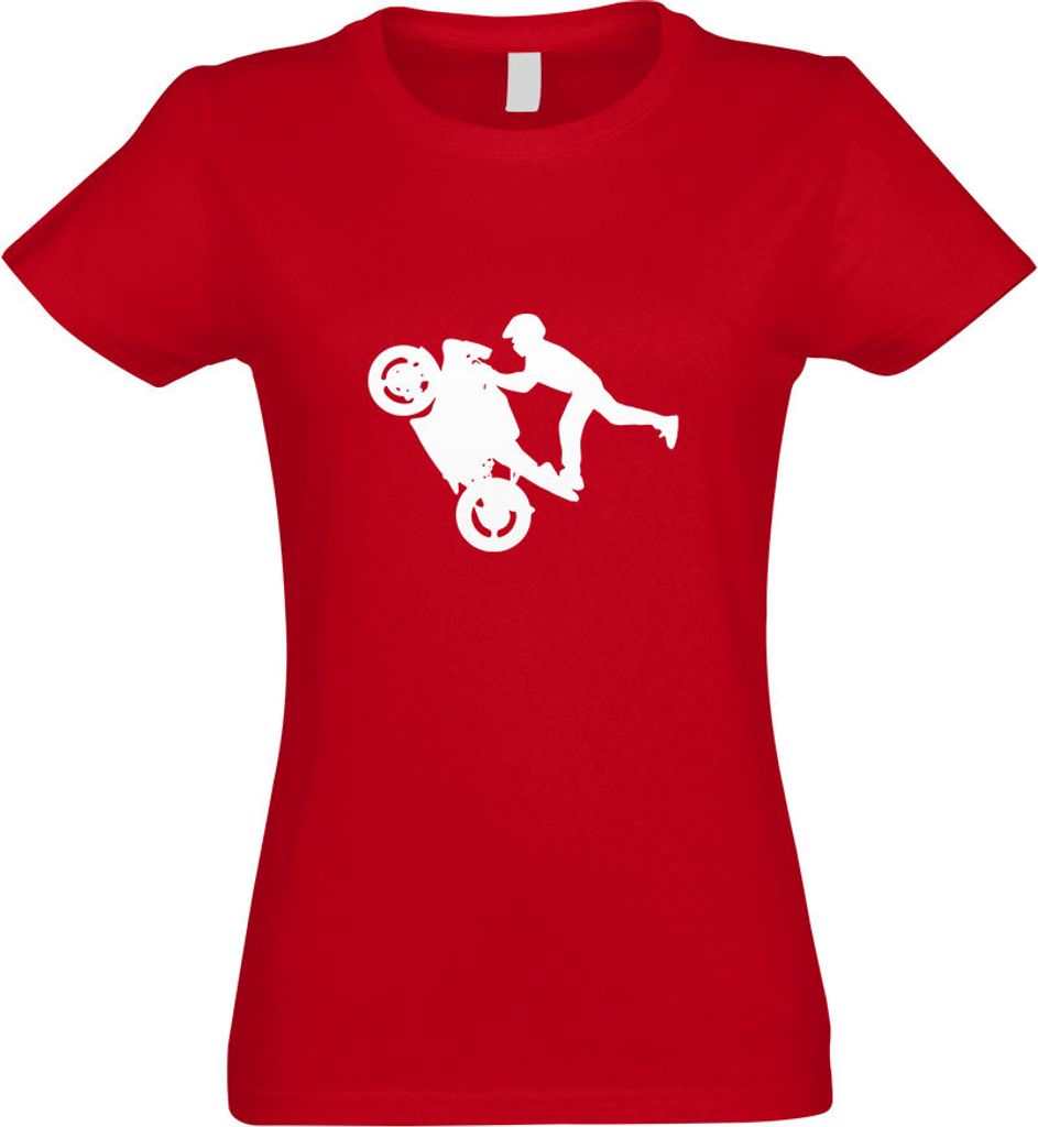 Kiwistar - T-Shirt tailliert - Damen - rot - Motorradfahrer - Rennmaschine - mit Motiv Bedruckt - Funshirt Design - Sport - Freizeit - Damen - XXL