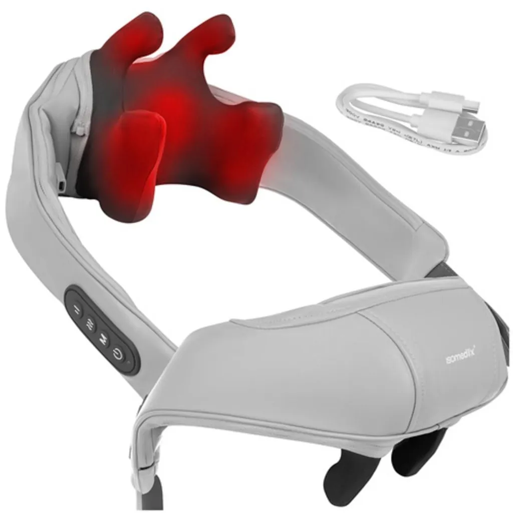Masseur cervical chauffant rechargeable pour relaxation du cou noir