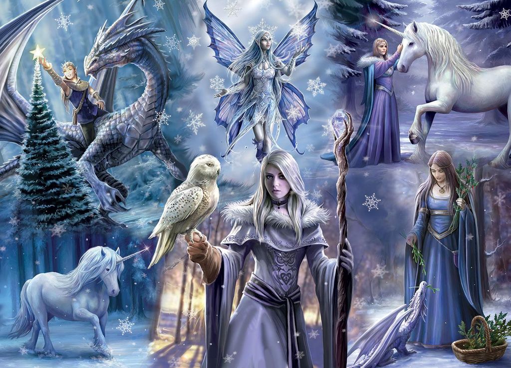 Bluebird Puzzle Anne Stokes Winter Fantasy 1000 Teile Produktbild 