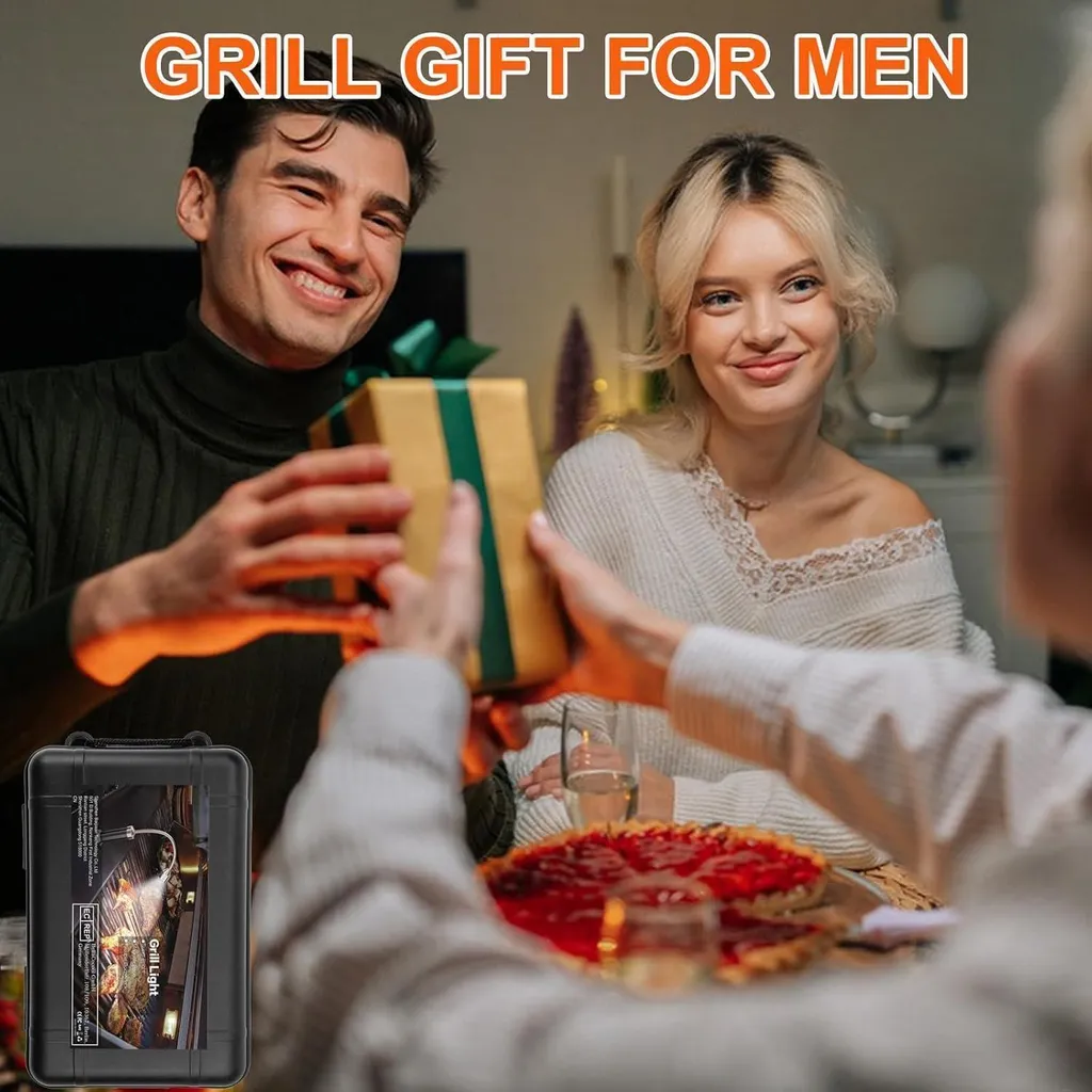 Set de 2 Lampes de Barbecue Magnétiques Noires avec Éclairage LED à 360°
