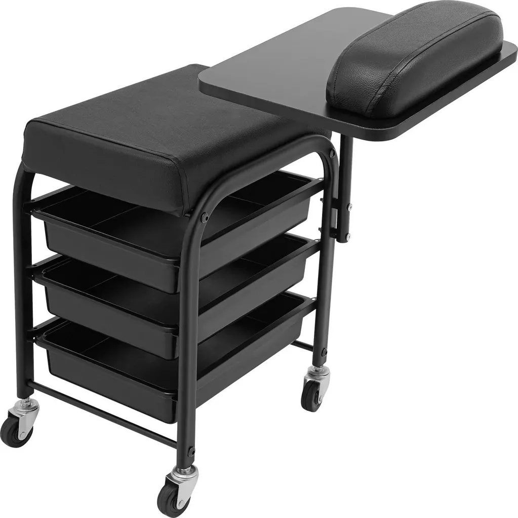 Desserte de salon de beauté noire en ABS pour rangement de manucure pro