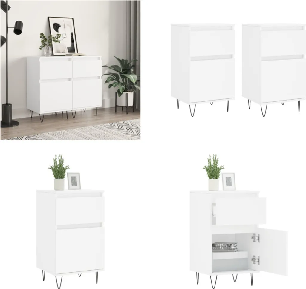 Set 2 Credenze Bianche vidaXL 40x35x70 cm - Design Scandinavo Moderno