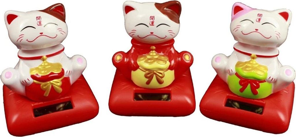 HAAC Solar Wackelkatze Wackelfigur Größe 10 cm Farbe weiß oder rot