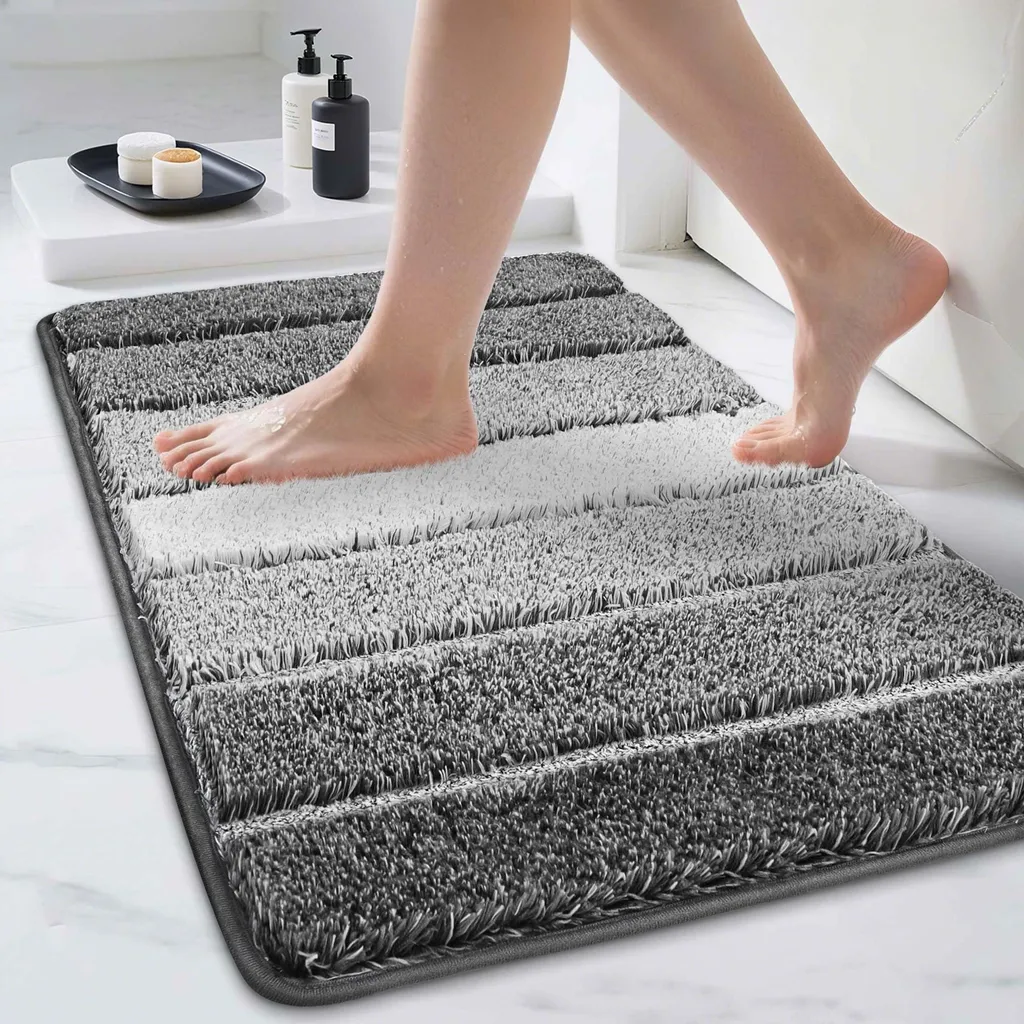 Tapis de bain absorbant pour douche et salle de bains 50x75 cm gris