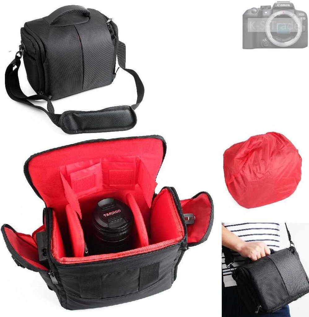K-S-Trade Kompatibel mit Canon EOS R10 Kameratasche Fototasche Schultertasche Zubehör Tasche einteilbare Trennwänden für Systemkamera, DSLR DSLM