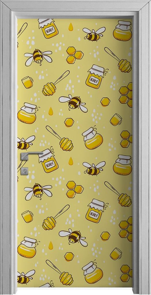 Tür Selbstklebende 90x210 cm Türfolie Türtapete Klebefolie - Flugbienen Honig