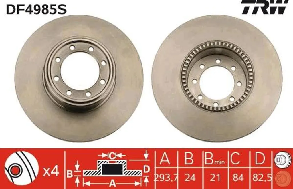 Disque de frein TRW DF4985S OE 7186485 haute performance pour Daily