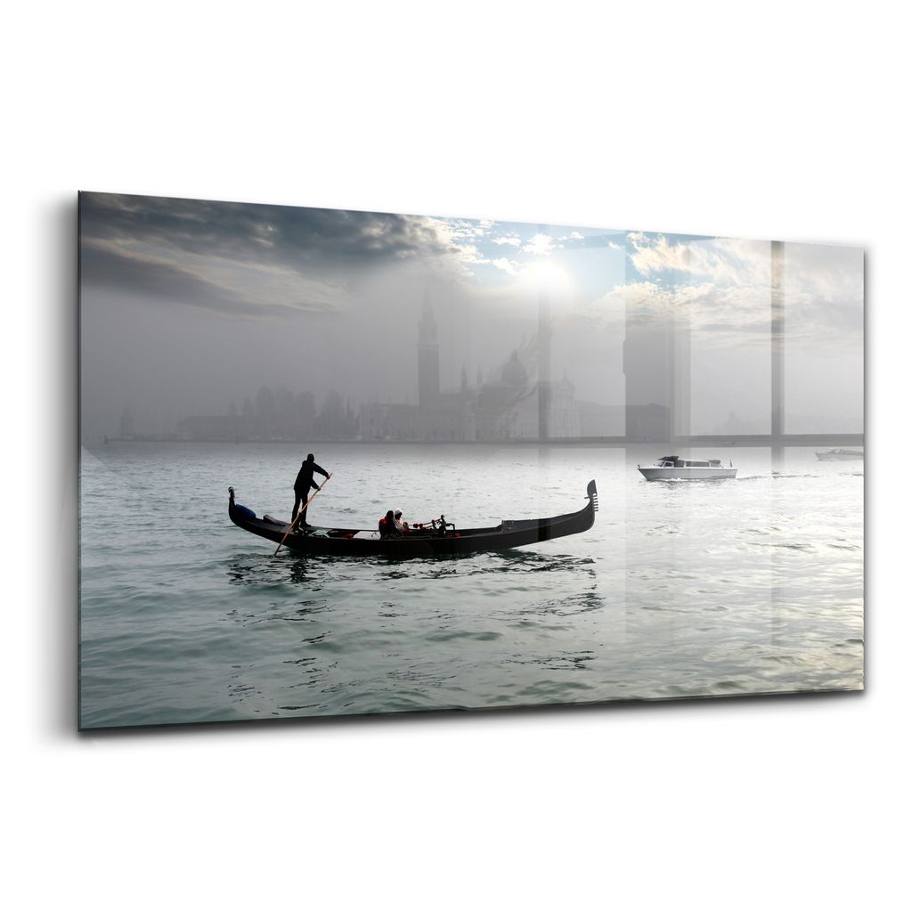 Glasmalerei - dekorative Malerei - moderne Malerei - 140x70 - Venezianische Gondel